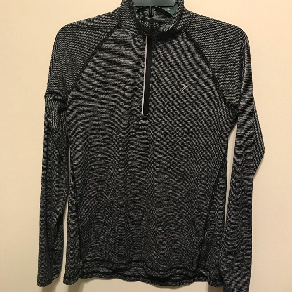 Old Navy ¼ Black and Grey Striped Zip